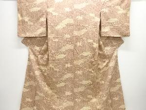 雲に青海波花唐草模様上代紬着物